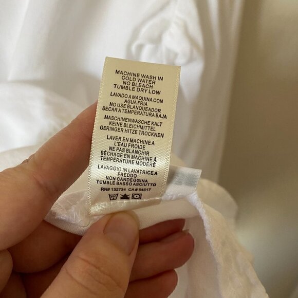 Cloth & Stone White Bell Sleeve Ladder Lace Inset Boho V-Neck Blouse Size M - Picture 9 of 10